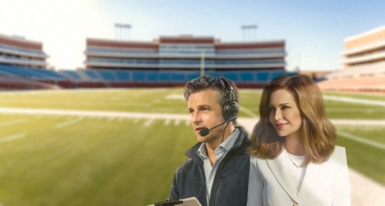 Dr. Cassidy Blair, sports psychologist, with a football coach on the sideline